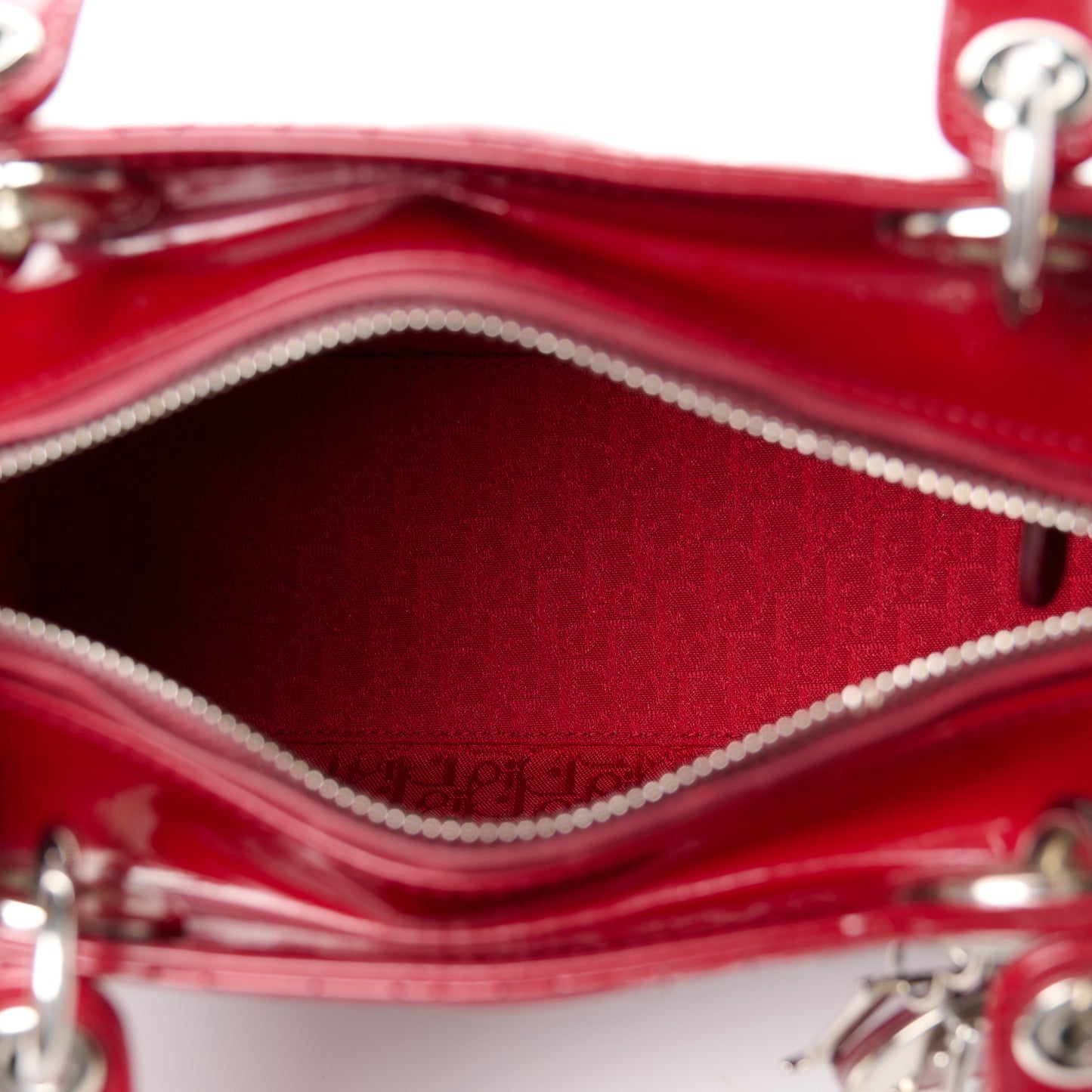 Patent Cannage Medium Lady Dior Red