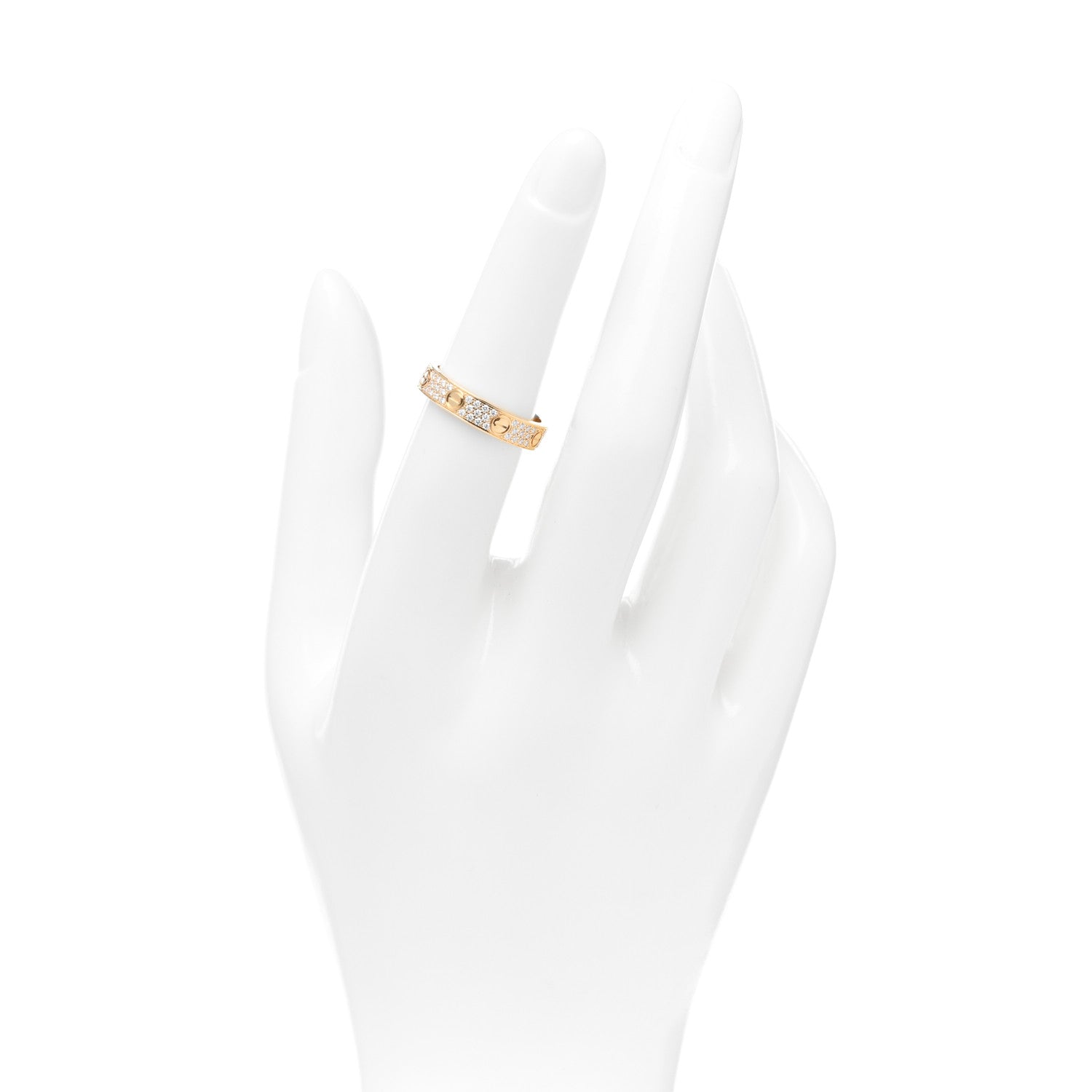 Cartier 18K Yellow Gold Diamond 4mm LOVE Wedding Paved Band Ring 52 6 2 of 4