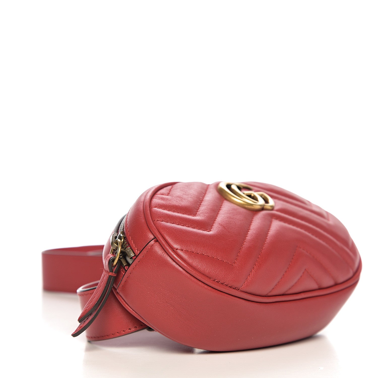 Gucci Calfskin Matelasse GG Marmont Belt Bag 95 38 Hibiscus Red 3 of 9