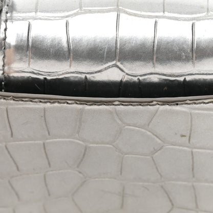 Balenciaga Metallic Calfskin Crocodile Embossed Hourglass Top Handle Bag XS Silver 23 of 27
