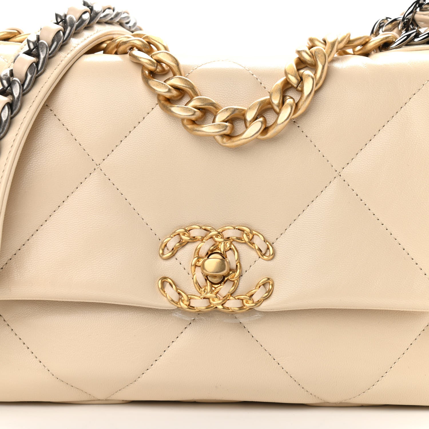 Chanel Goatskin Quilted Medium Chanel 19 Flap Beige 8 of 11