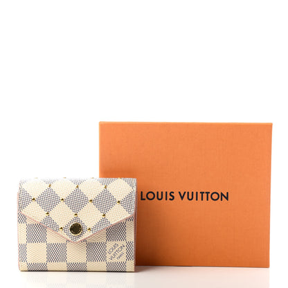 Louis Vuitton Damier Azur Studded Zoe Wallet Rose Ballerine 7 of 7