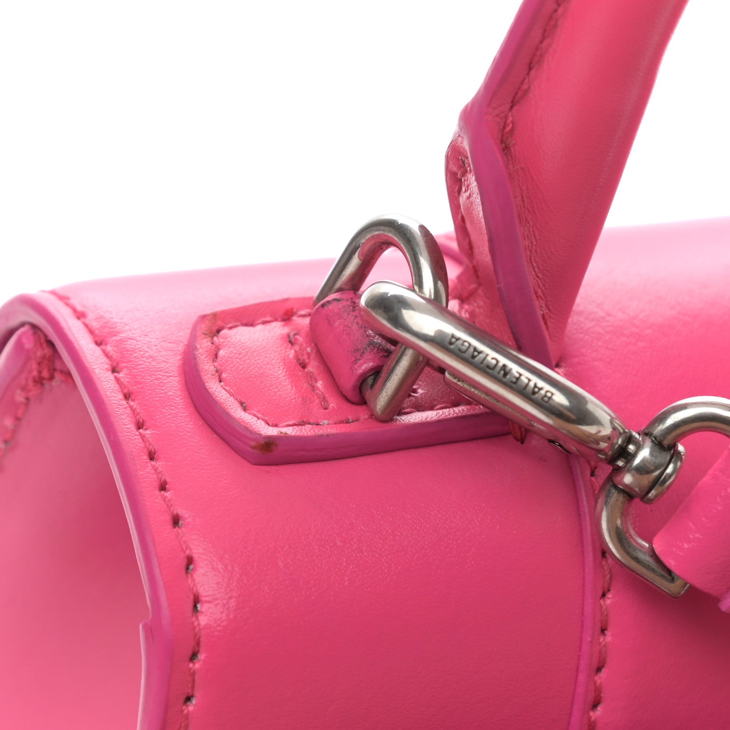 Balenciaga Shiny Box Calfskin Hourglass Top Handle Bag XS Acid Fuchsia 11 of 11