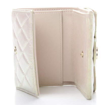 Chanel Iridescent Lambskin Quilted Double Flap Wallet Ivory 5 of 10