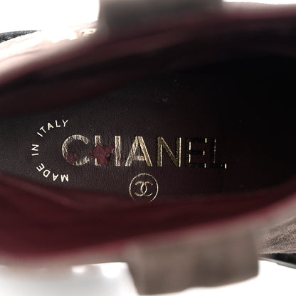 Chanel Suede Calfskin CC Cap Toe Boots 36.5 Black Brown 6 of 11