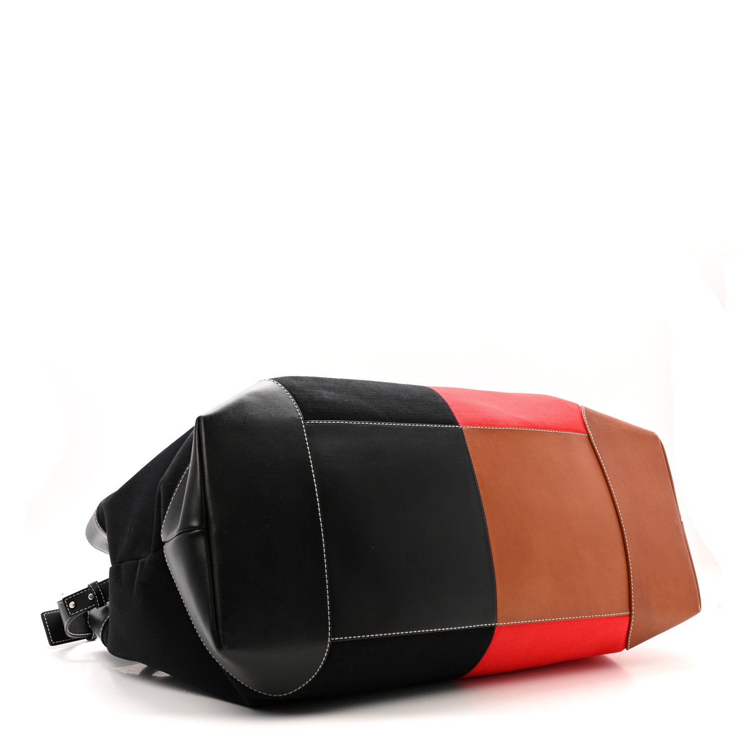 Bottega Veneta Canvas Calfskin Large Andiamo Voyager Shoulder Bag Black Scarlet Light Wood 3 of 11