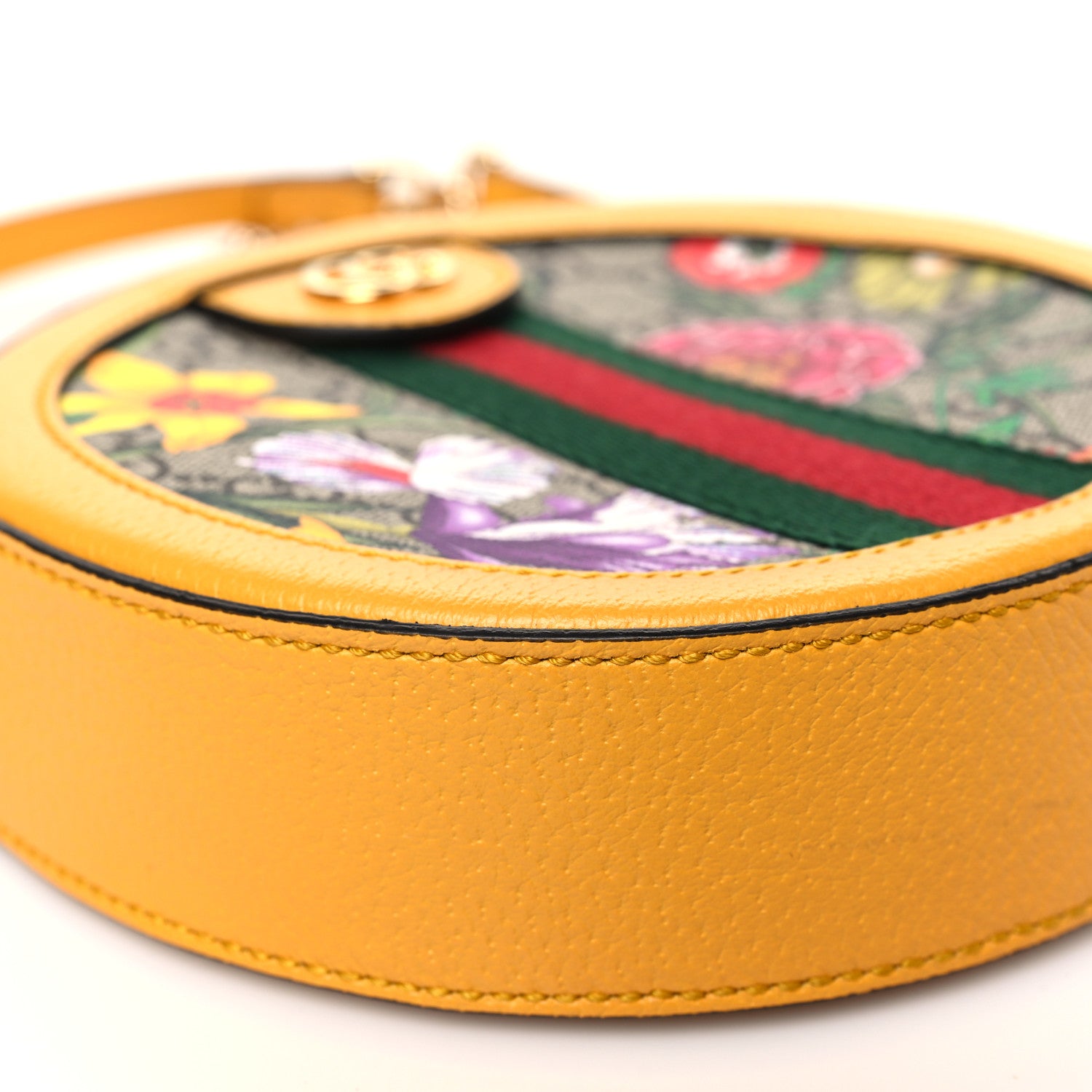 Gucci GG Supreme Monogram Flora Web Mini Ophidia Round Shoulder Bag Beige Multicolor Crop 9 of 10