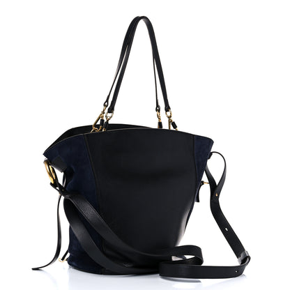 Chloe Smooth Suede Calfskin Medium Myer Double Carry Bag Black Navy 2 of 12
