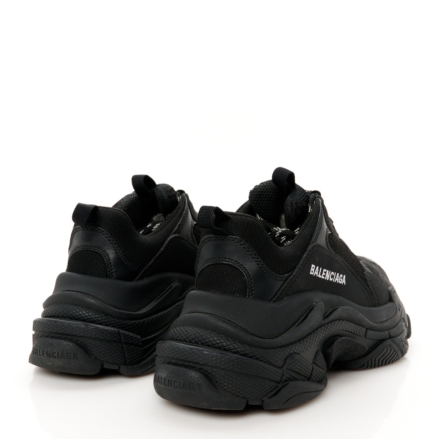 Balenciaga Fabric Mesh Womens Triple S Sneakers 37 Black 5 of 9