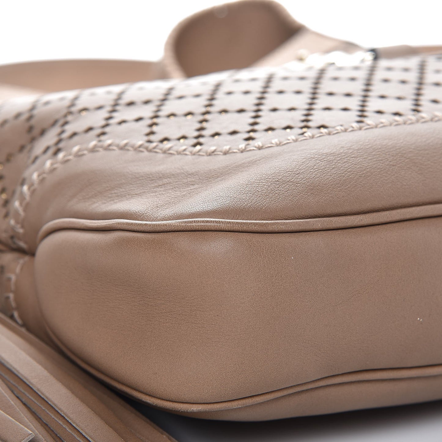 Calfskin Laser Cut Medium New Jackie Shoulder Bag Porridge