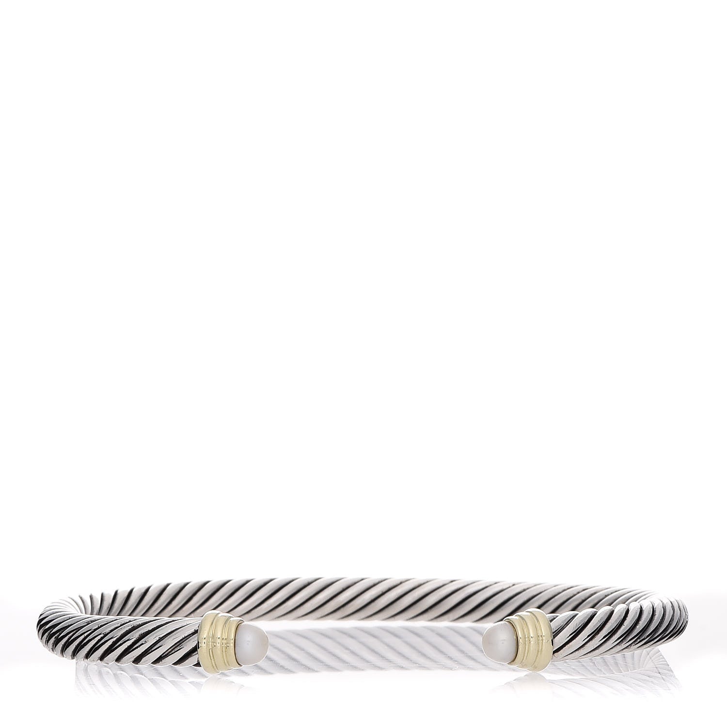 David Yurman Sterling Silver 14K Yellow Gold Pearl 5mm Cable Classics Petite Color Bracelet 1 of 5