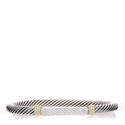 David Yurman Sterling Silver 14K Yellow Gold Pearl 5mm Cable Classics Petite Color Bracelet 1 of 5