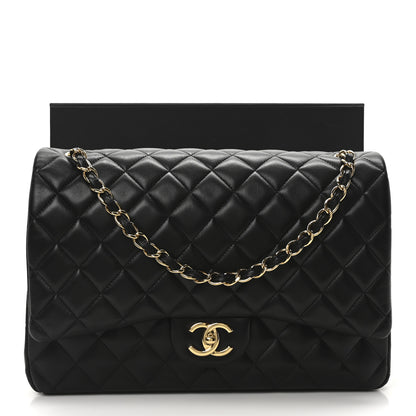 Chanel Lambskin Quilted Maxi Double Flap Black 11 of 11