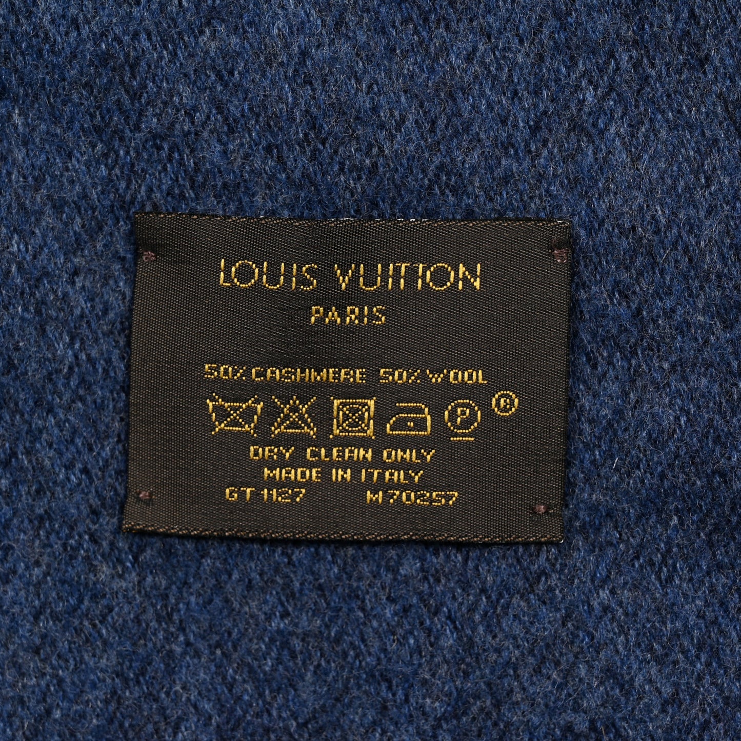 Cashmere Wool Monogram Scarf Navy
