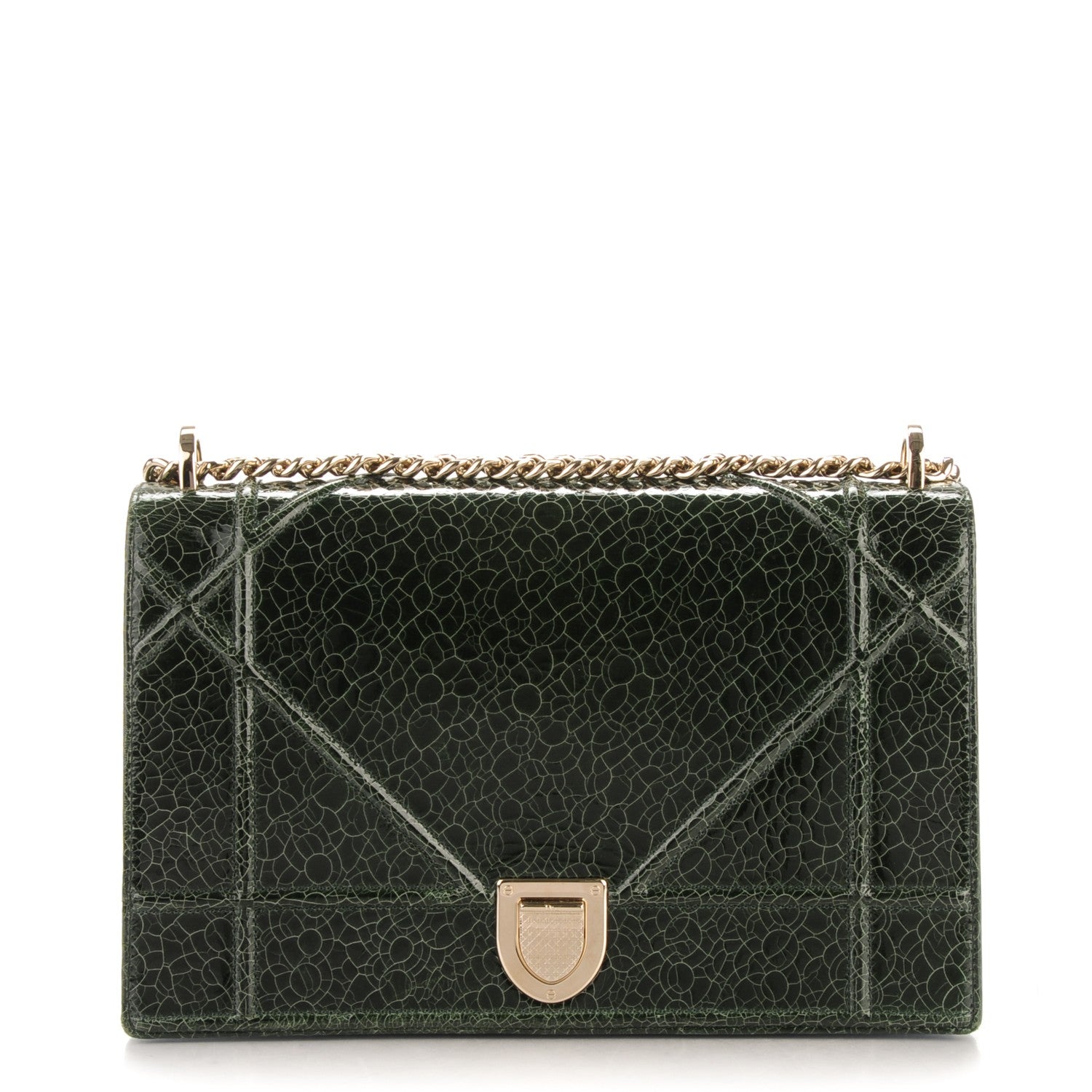 Christian Dior Ceramic Effect Deerskin Large Diorama Flap Bag Malachite Green 1 of 8