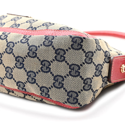 Gucci Monogram D Ring Abbey Pochette Navy Red 10 of 12
