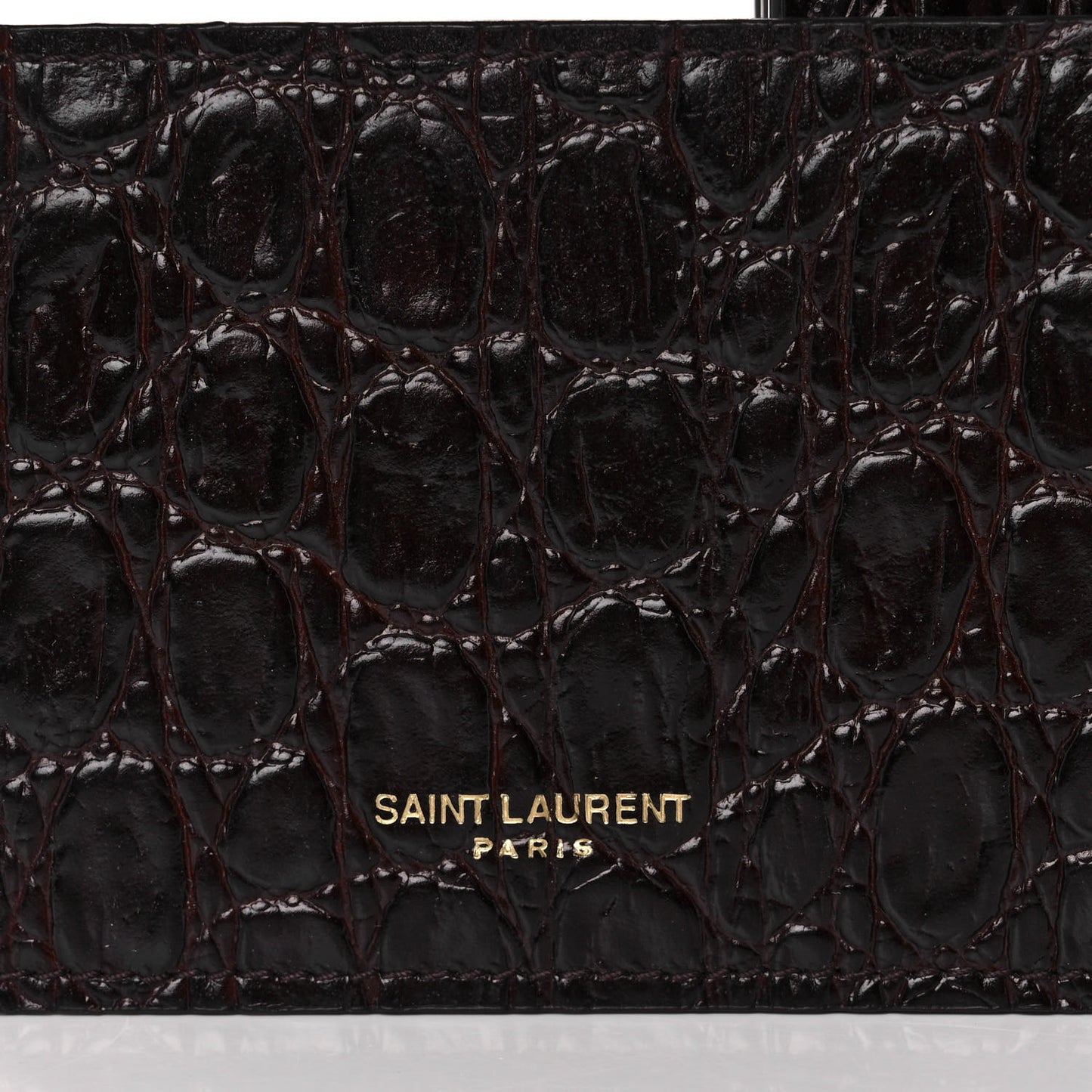 Calfskin Crocodile Embossed Monogram Uptown Chain Wallet Fondente