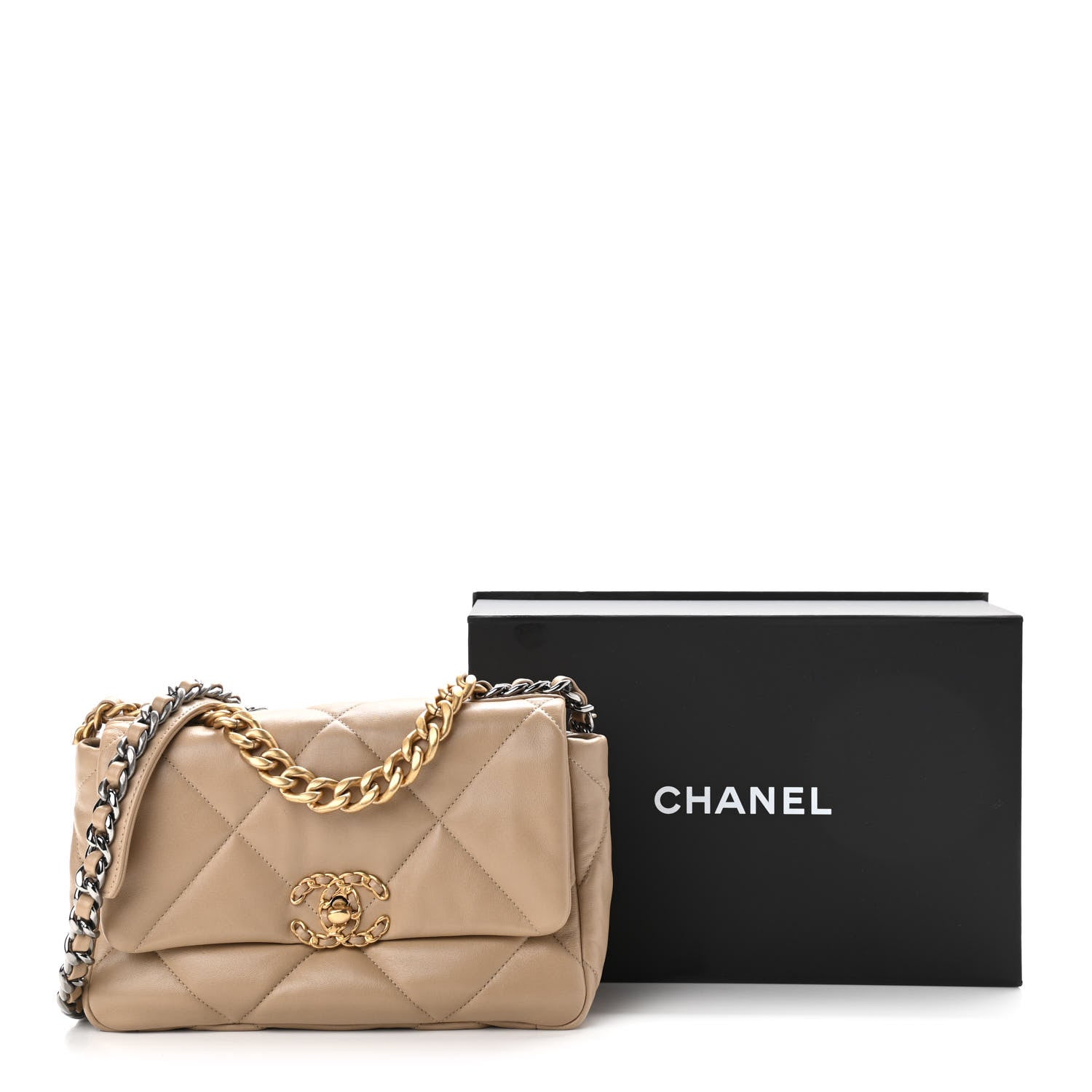 Chanel Lambskin Quilted Medium Chanel 19 Flap Dark Beige 11 of 11
