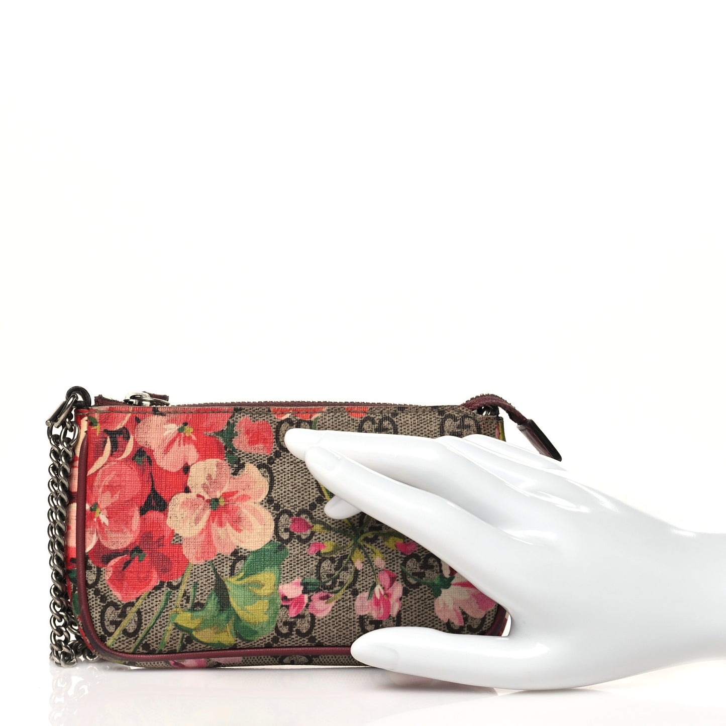 GG Supreme Monogram Blooms Mini Chain Bag Beige Multicolor Dry Rose