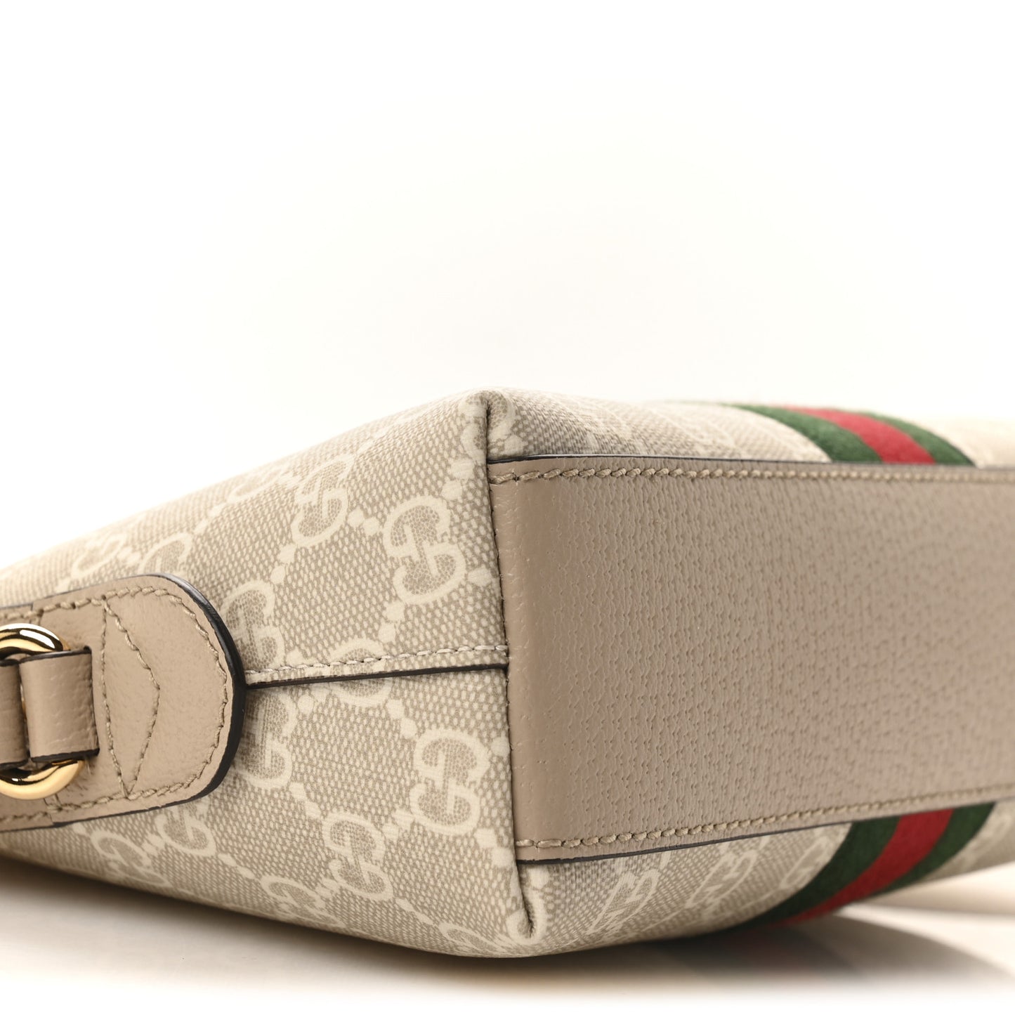 GG Supreme Monogram Textured Dollar Calfskin Web Small Ophidia Dome Shoulder Beige Mystic White Oatmeal