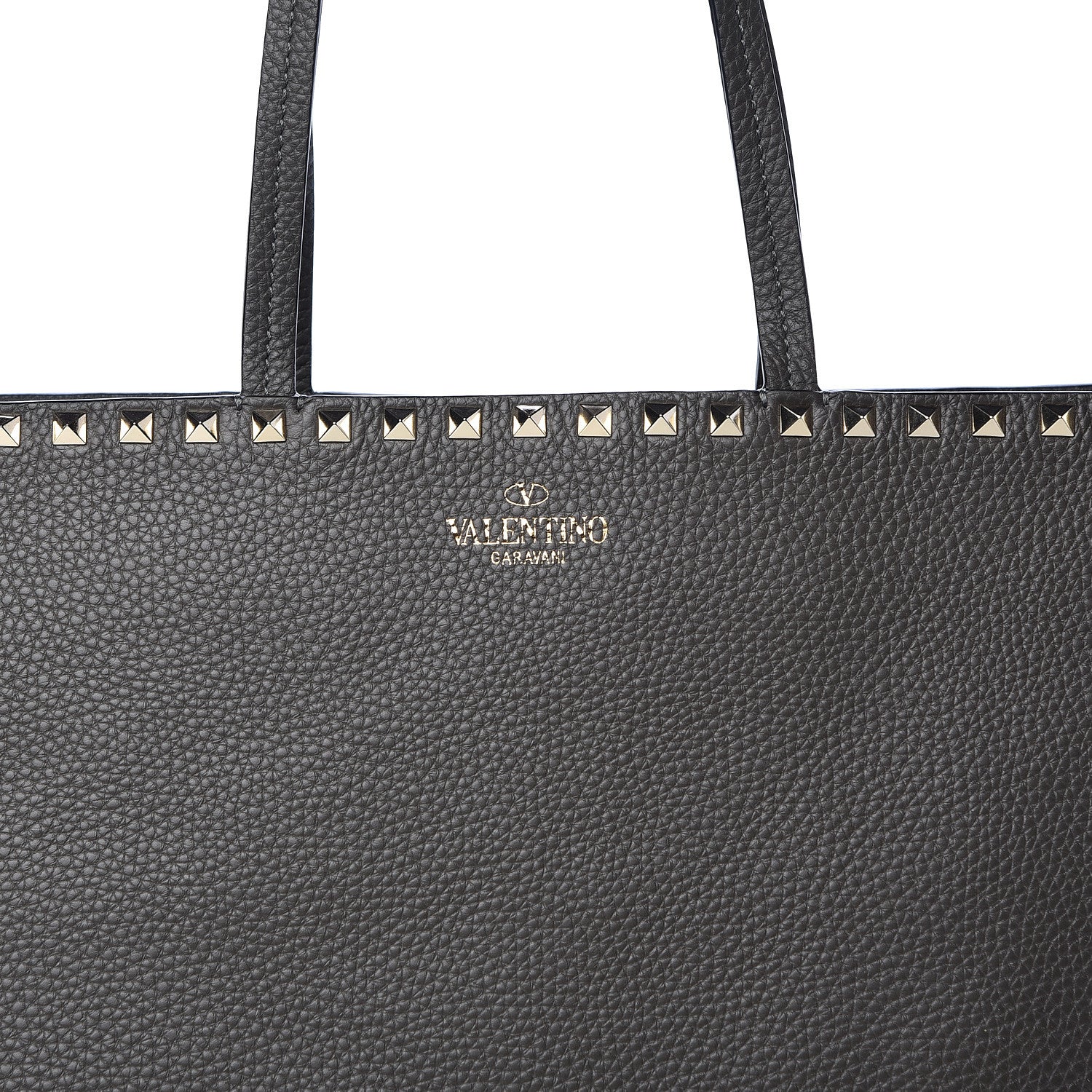 Valentino Garavani Grained Calfskin Rockstud Shoulder Tote Graphite 9 of 9