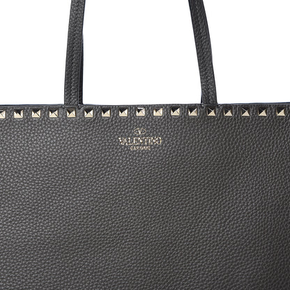 Valentino Garavani Grained Calfskin Rockstud Shoulder Tote Graphite 9 of 9