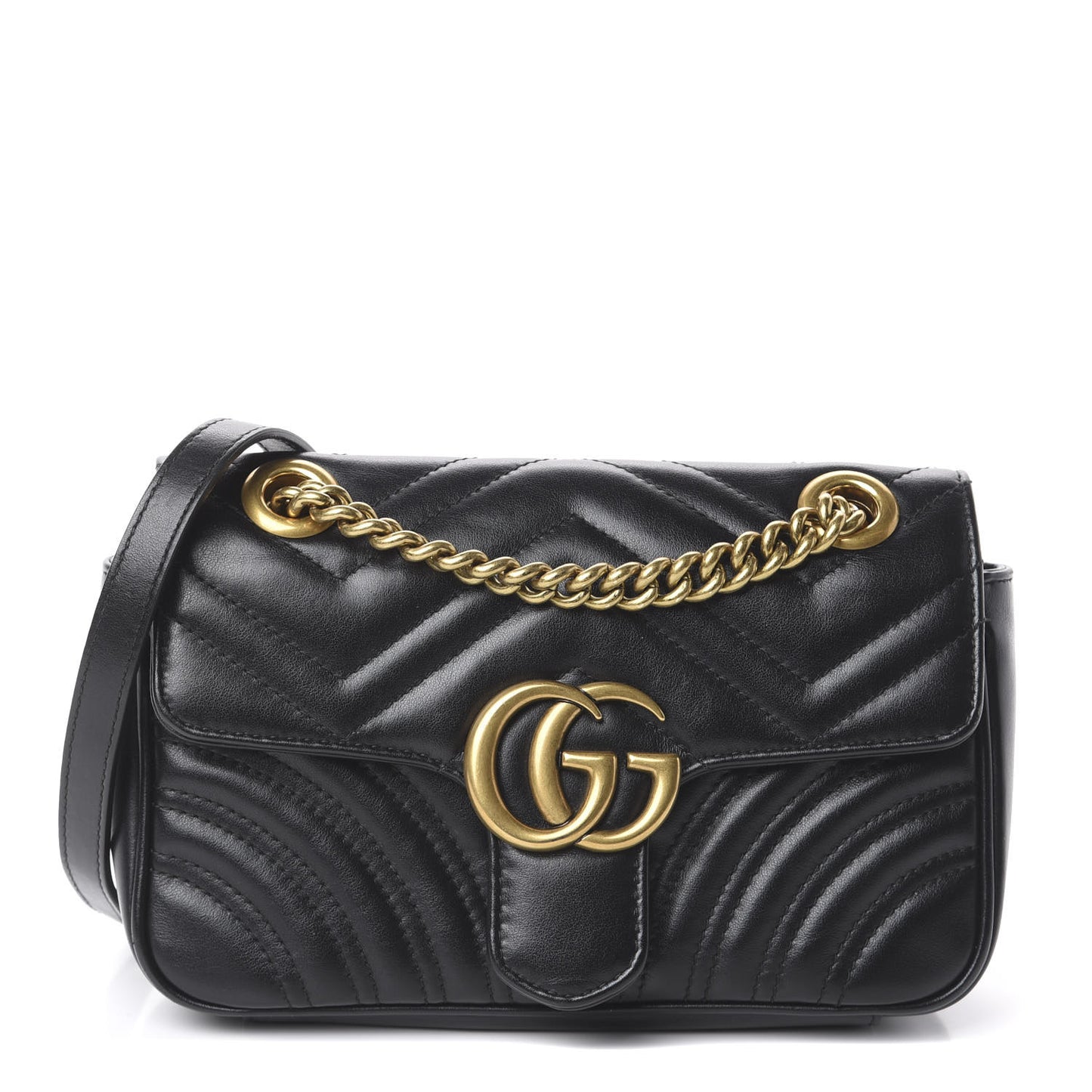 Calfskin Matelasse Mini GG Marmont Shoulder Bag Black