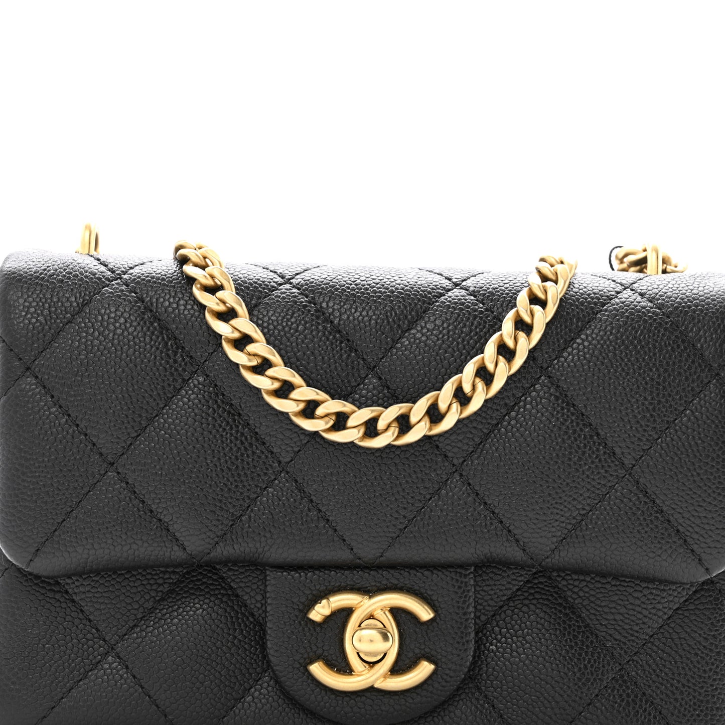 Caviar Quilted Mini Sweetheart Rectangular Flap Black