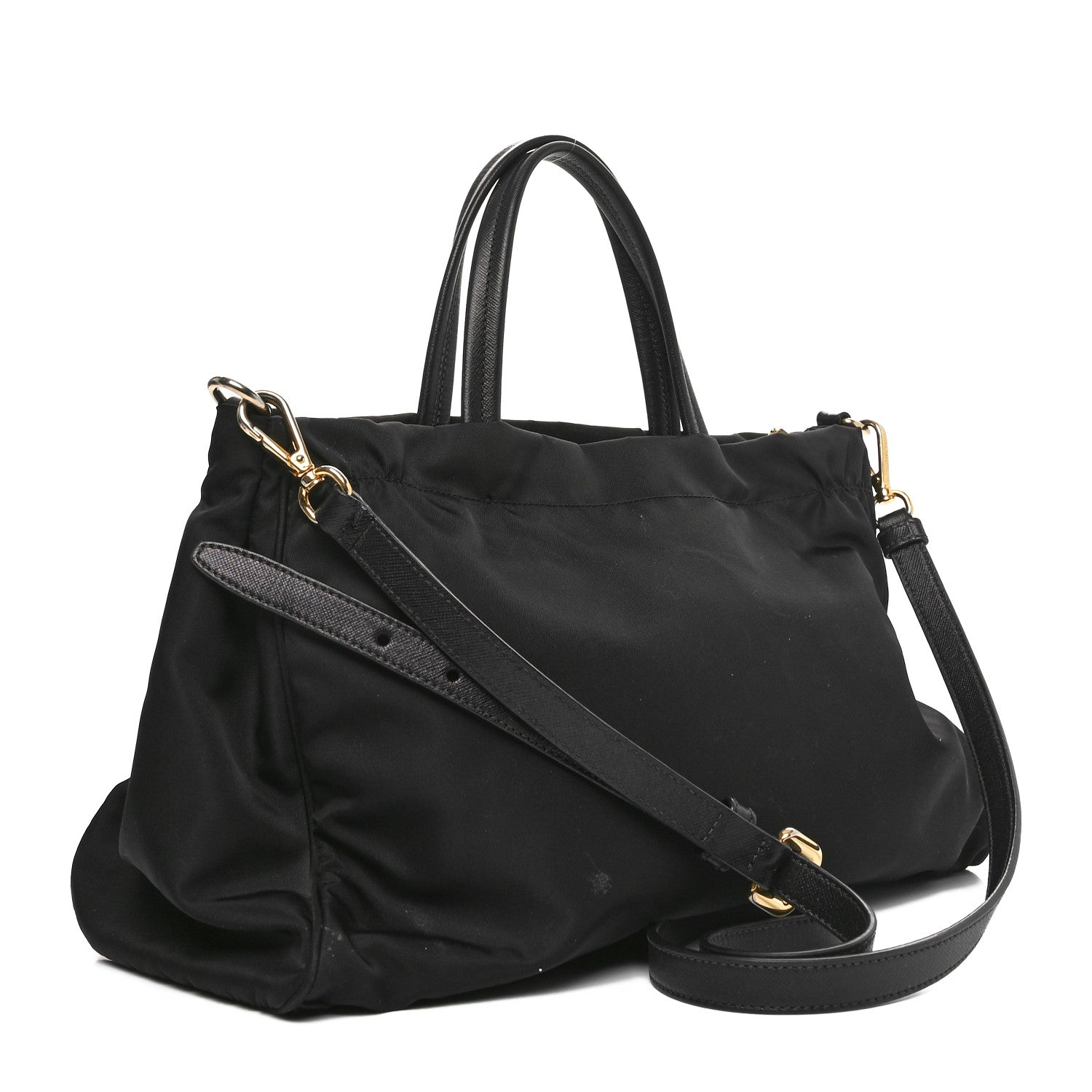 Prada Tessuto Nylon Saffiano Shopping Tote Black 2 of 9