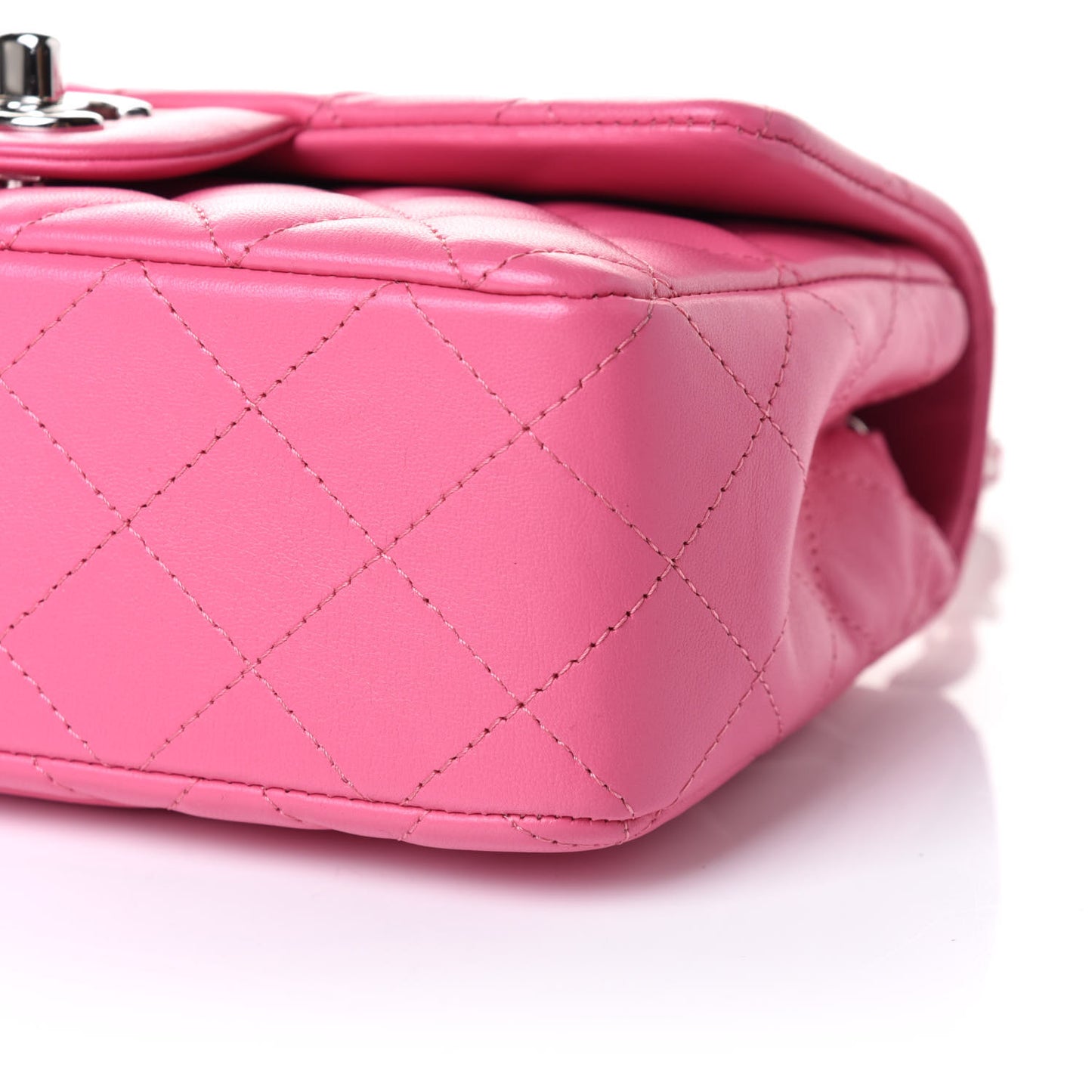 Lambskin Quilted Mini Rectangular Flap Pink