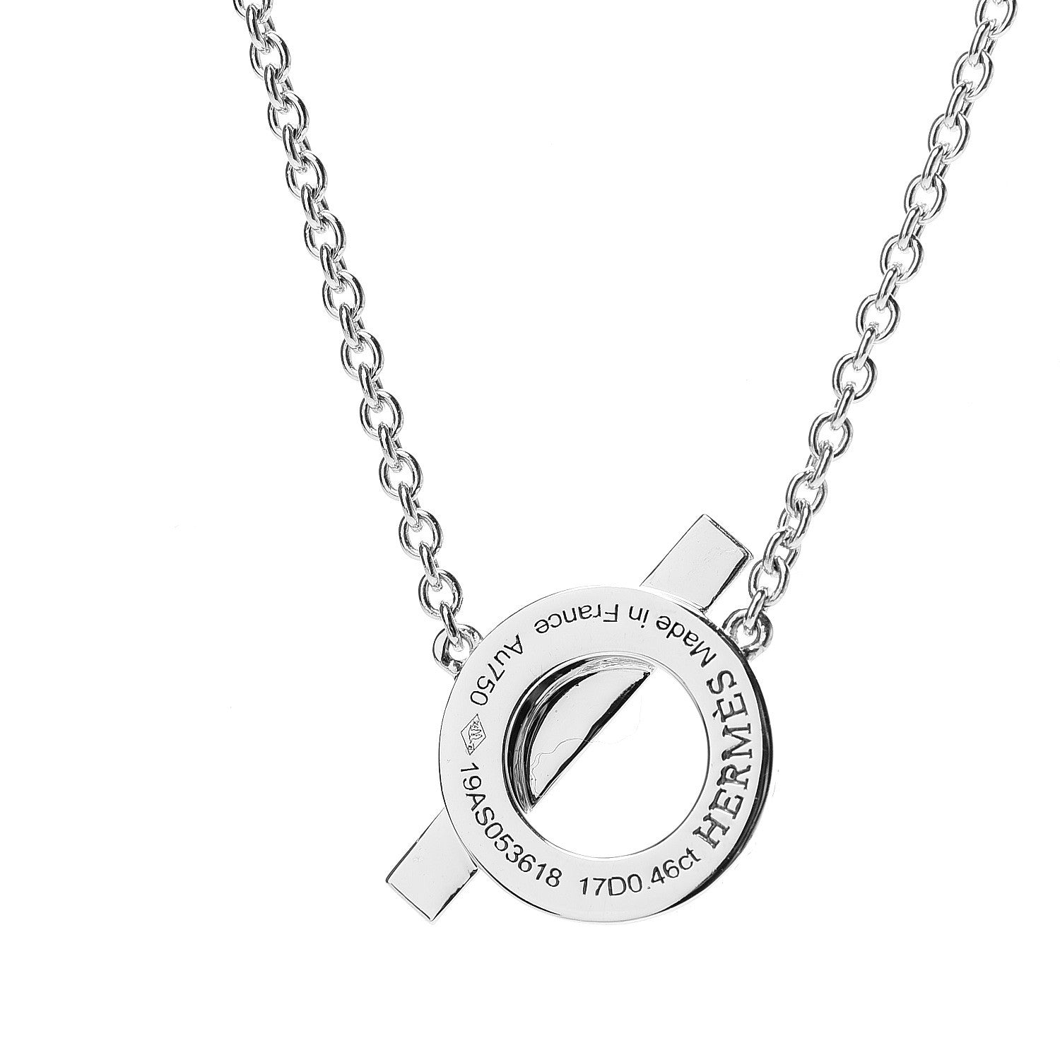 Hermes 18K White Gold Diamond Finesse Pendant Necklace 4 of 6