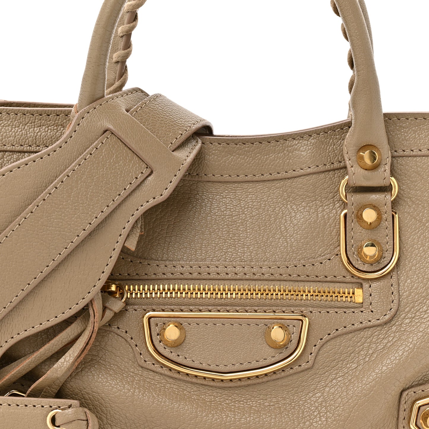 Chevre Gold Metallic Edge Hardware S City Beige Latte