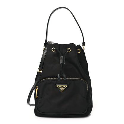 Prada Re-Nylon Saffiano Duet Bucket Crossbody Bag Black 1 of 10