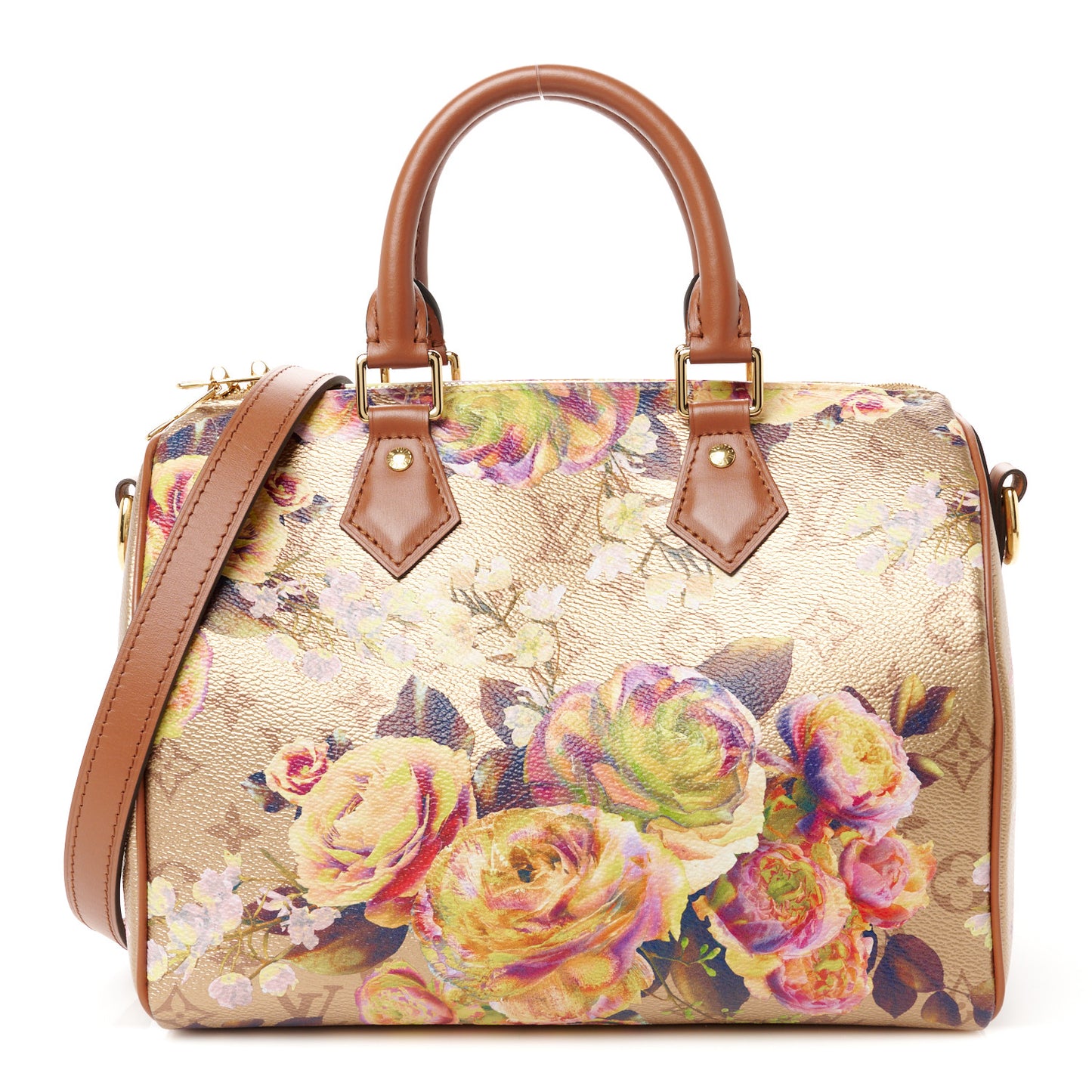 Metallic Monogram LV Garden Speedy Bandouliere 25 Gold