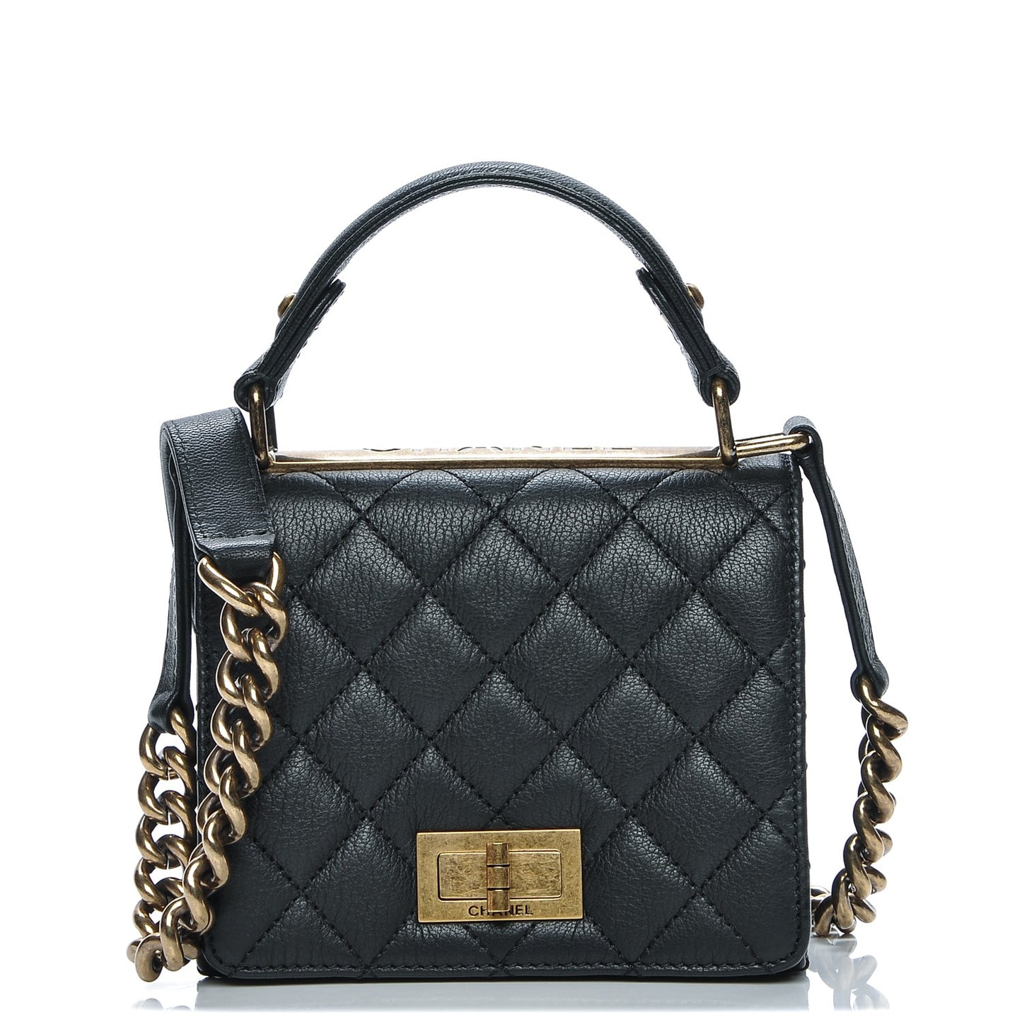 Metallic Goatskin Quilted Small Rita Top Handle Flap Green