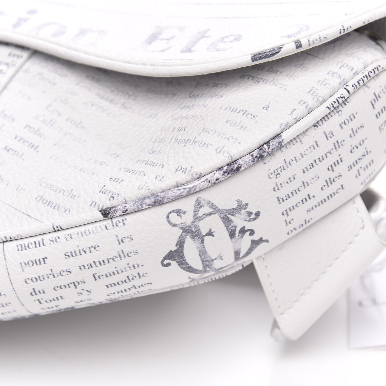 Christian Dior X DANIEL ARSHAM Grained Calfskin Newspaper Print Saddle Bag White 8 of 8