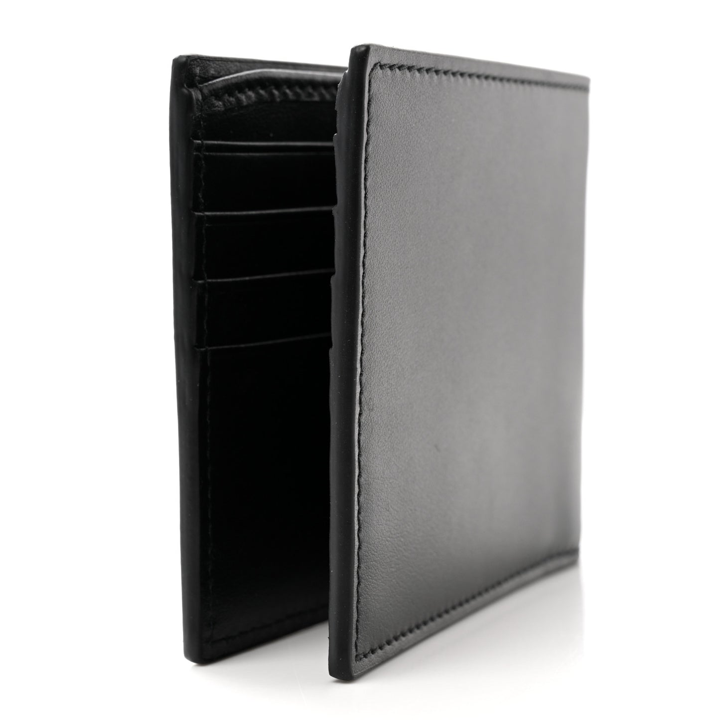 Plutone Calfskin Logo Bi-Fold Wallet Black