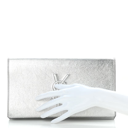 Saint Laurent Metallic Calfskin Monogram Large Belle De Jour Clutch Silver 2 of 8