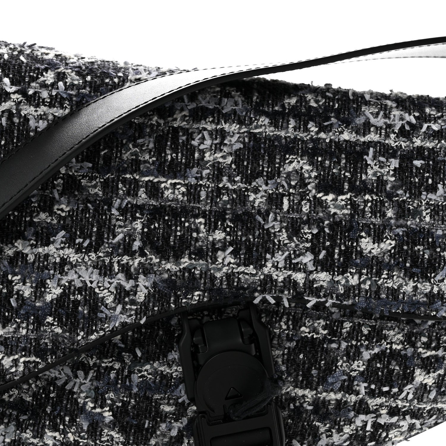 Christian Dior Tweed Saddle Bag Black Silver 8 of 15