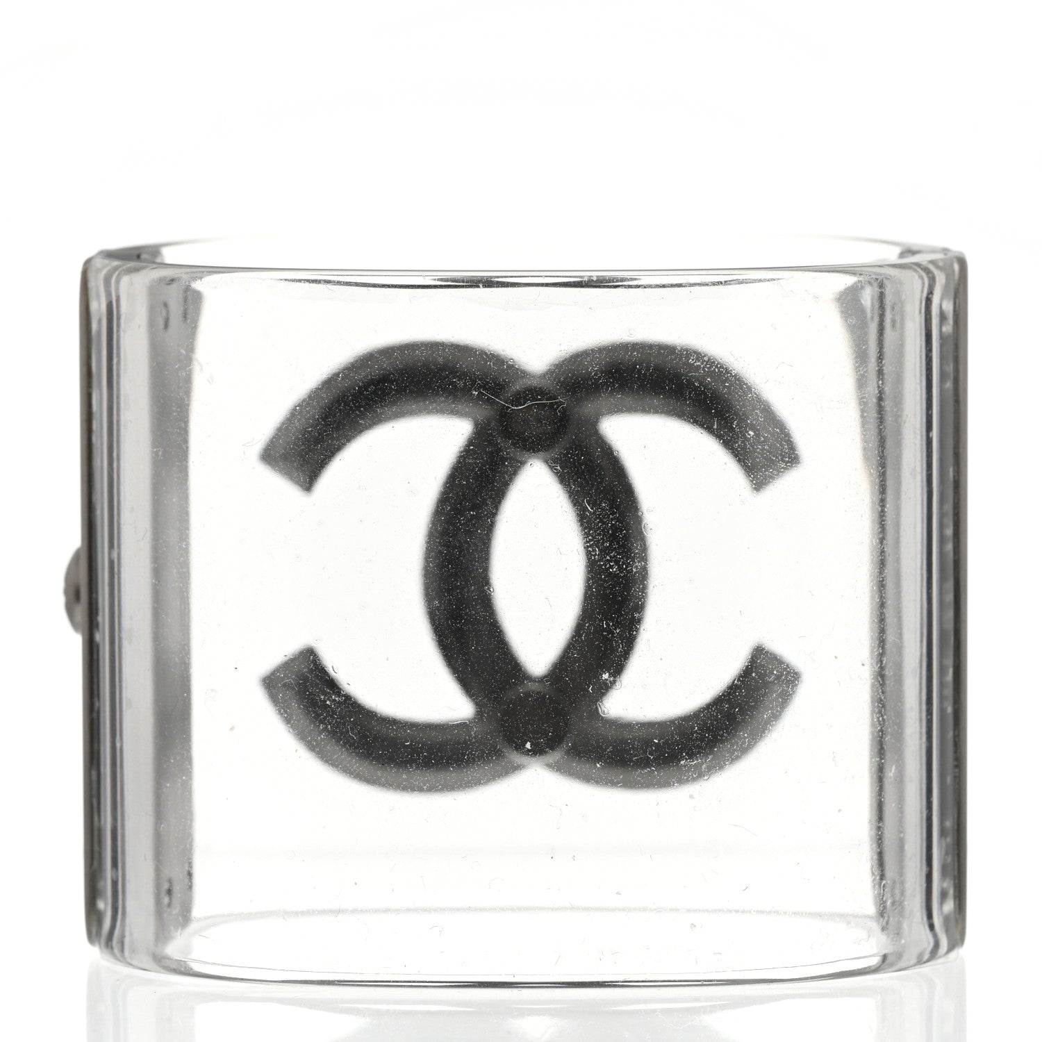 Chanel Lucite Crystal CC Cuff Transparent Ruthenium 3 of 5