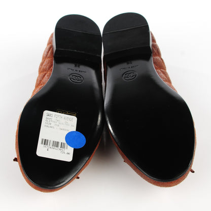 Chanel Iridescent Calfskin Quilted CC Cap Toe Ballerina Flats 35 Brown 6 of 8