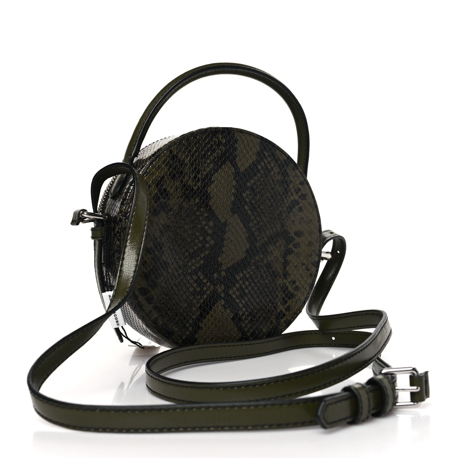 Marc Jacobs Snakeskin Embossed Circle Crossbody Dark Martini Olive Green 3 of 9