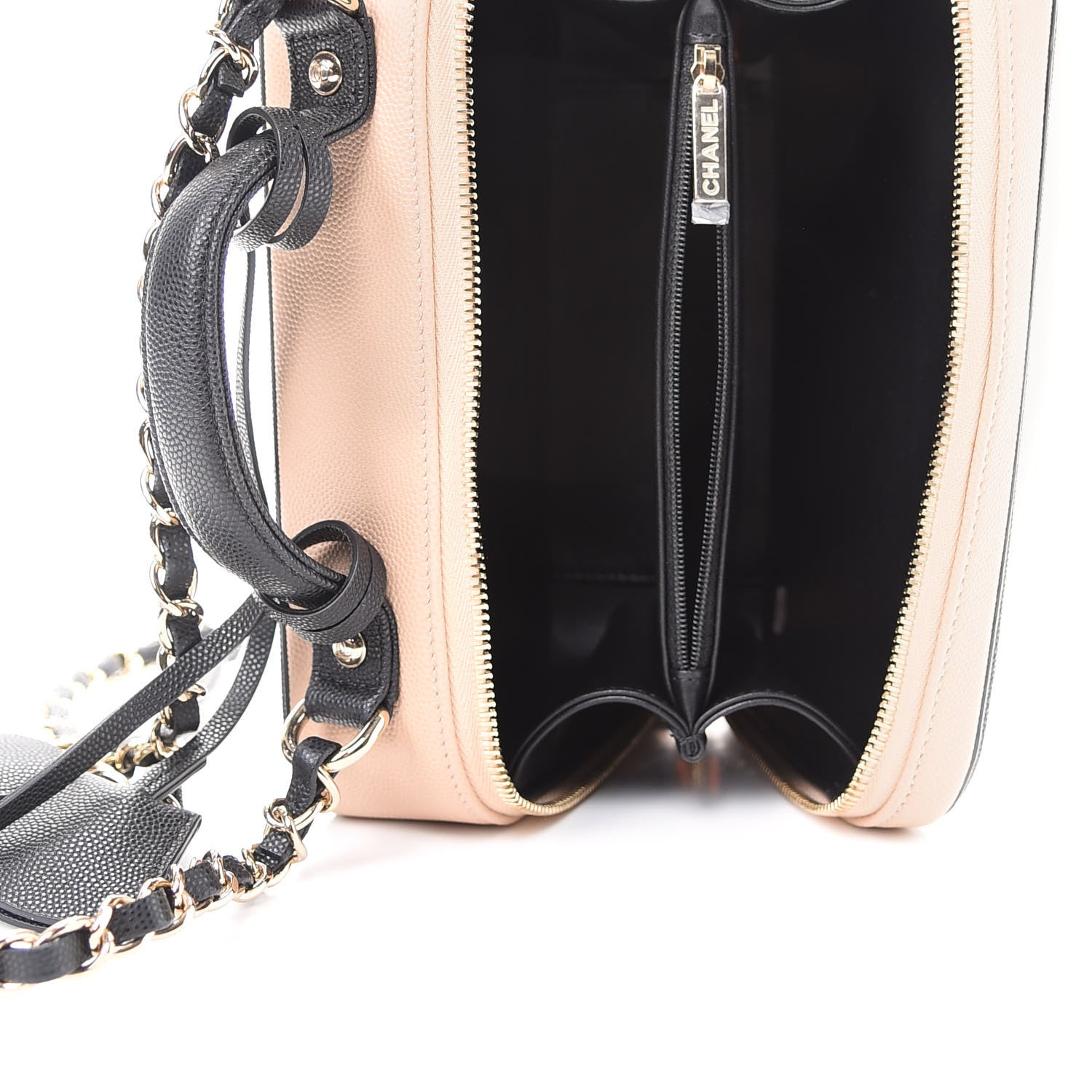 Chanel Caviar Quilted Medium CC Filigree Vanity Case Beige Black 5 of 10