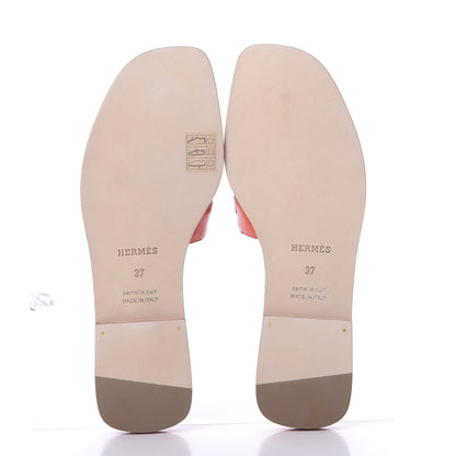 Hermes Ostrich Oran Sandals 37 Jasper Rouge 6 of 9