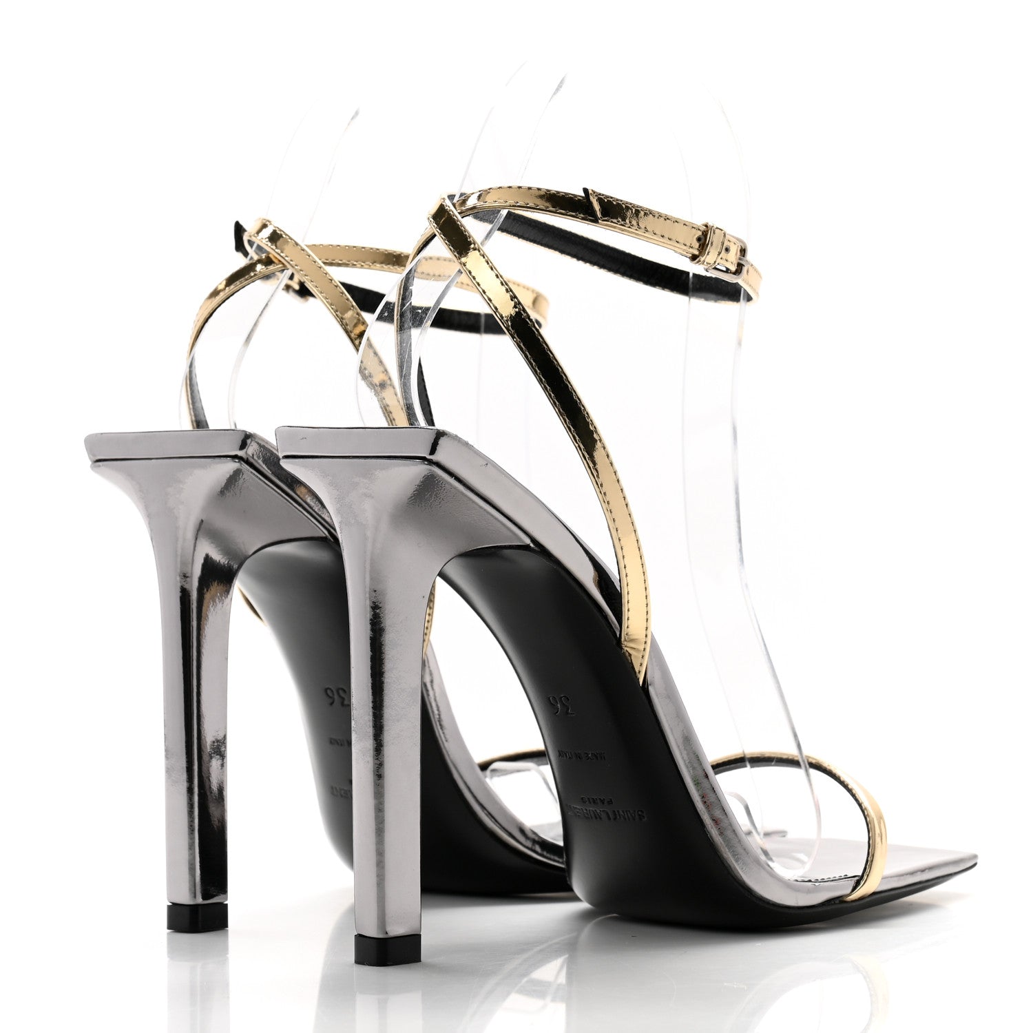 Saint Laurent Metallic Patent Pam 110 Sandals 36 Old Gold 4 of 8
