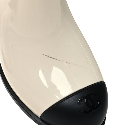 Chanel Rubber Rain Boots 36 Ivory Black 10 of 10