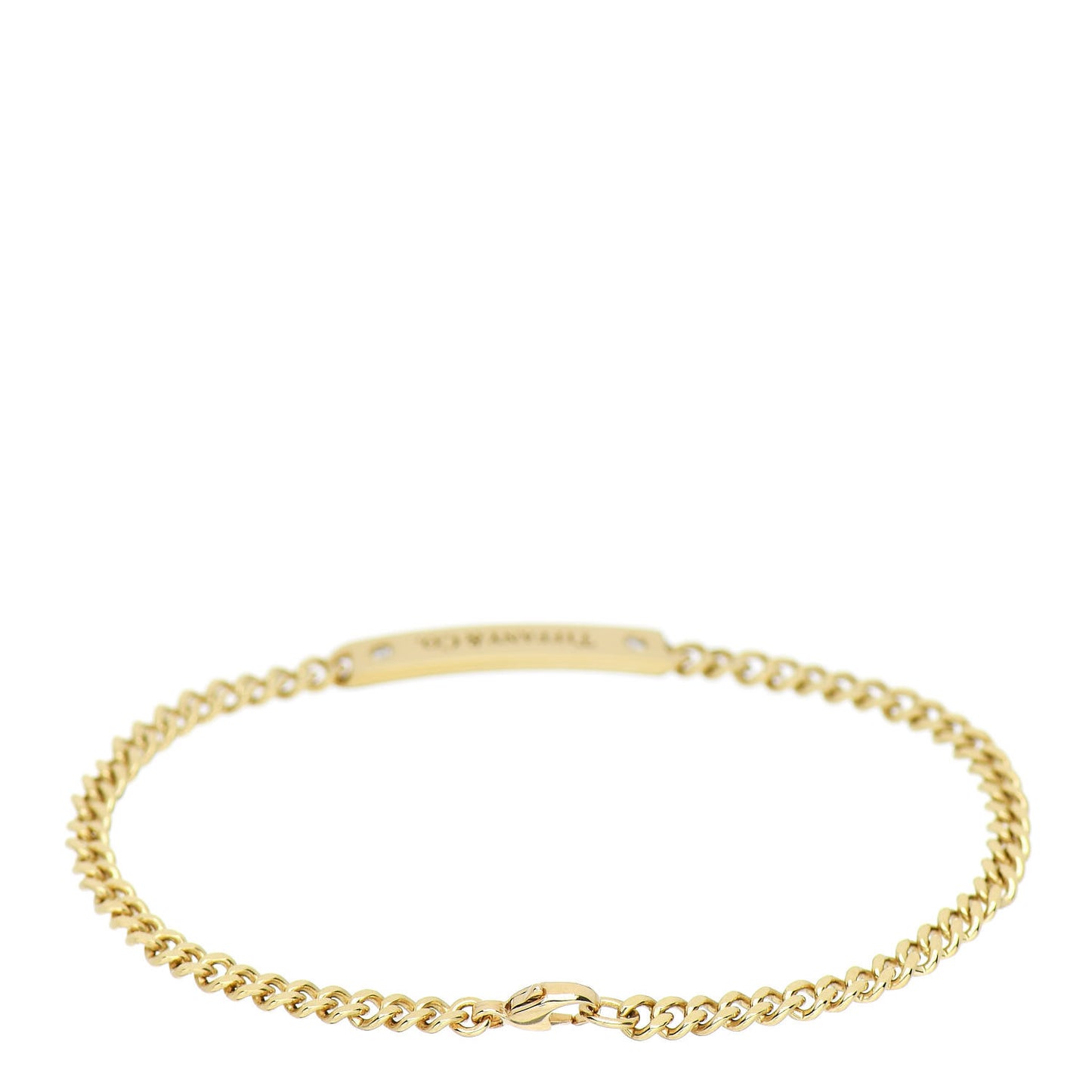 18K Yellow Gold Diamond Micro Link ID Chain Bracelet