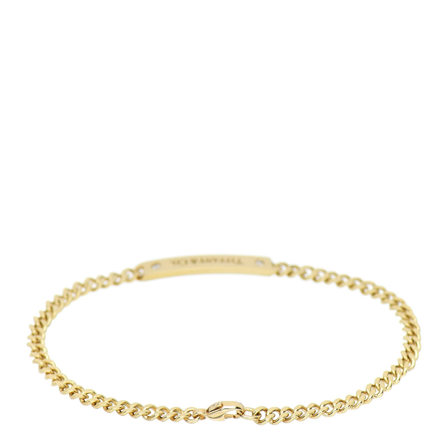 Tiffany 18K Yellow Gold Diamond Micro Link ID Chain Bracelet 2 of 4