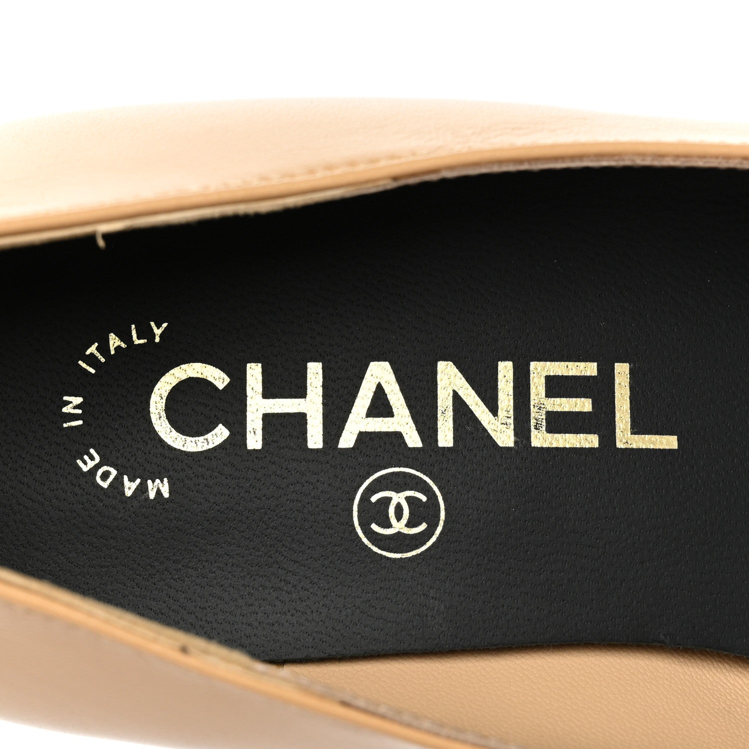 Chanel Lambskin Pearl Cap Toe CC Flats 36 Beige Black 8 of 12