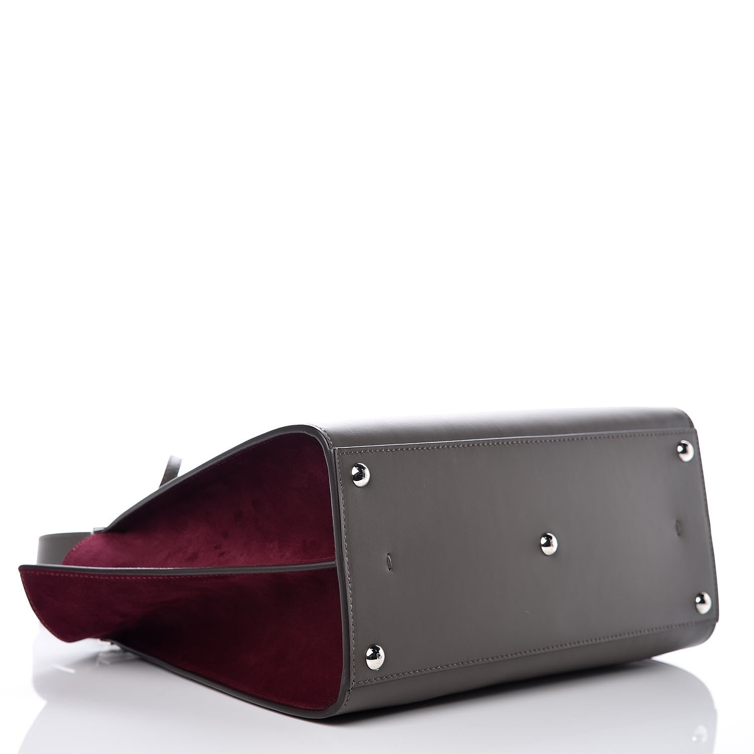 Fendi Vitello Baltico Kore Petite 3jours Tote Carbone Bordeaux 4 of 11